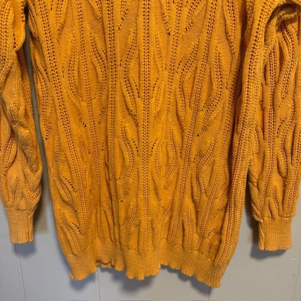 VTG Womens Chunky 90s‎ Cotton Cable Knit Sweater XL Granola Thick Roll Neck - Picture 4 of 14